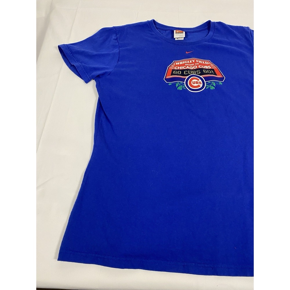 Nike Chicago Cubs Wrigley Field Go Cubs Go T-Shirt Women's XL 16–18 Blue MLB - Picture 6 of 7